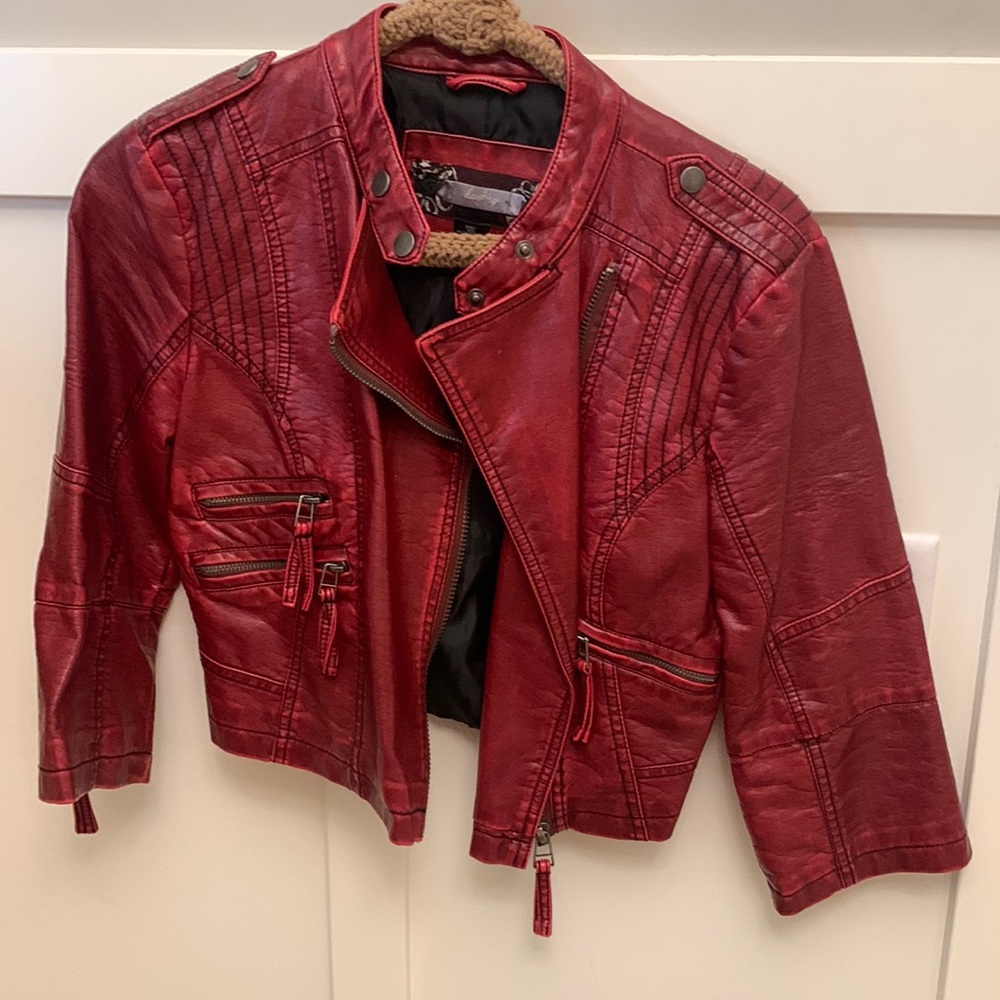 Dark red leather jacket
